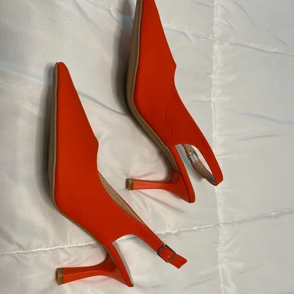 Elegant Orange Stiletto Slingback 3 1/2" Heels - Size 43 (10) - NWOT - Picture 4 of 9